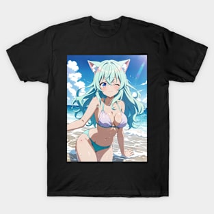 Anime Girl Beach Day T-Shirt